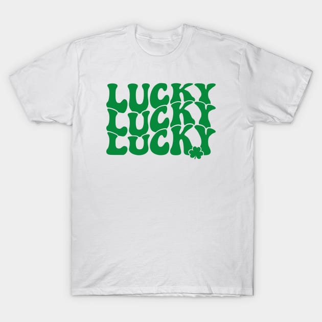 Lucky Lucky Lucky Retro St Patrick's Day T-Shirt by GrammyD